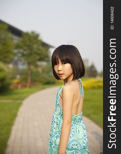Asian Girl Looking Back