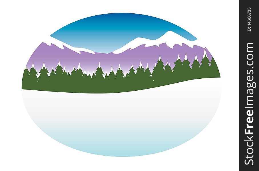Cartoon vector illustration of a snowy Nature Background. Cartoon vector illustration of a snowy Nature Background