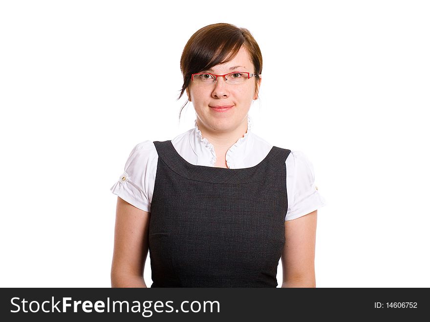 Young confident businesswoman, studio shoot isolated on white. Young confident businesswoman, studio shoot isolated on white