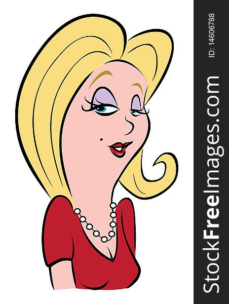 Cartoon vector illustration of a woman smiling