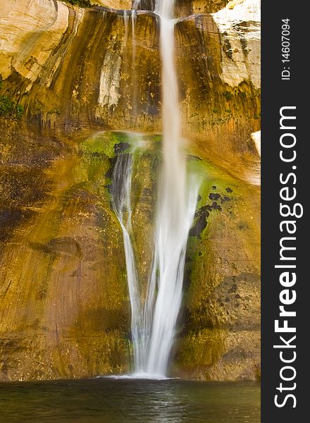 Beautiful view of Lower Calf Creek waterfalls in Utah. Beautiful view of Lower Calf Creek waterfalls in Utah