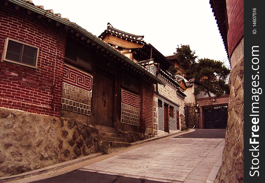 Korea Traditional House inside old street