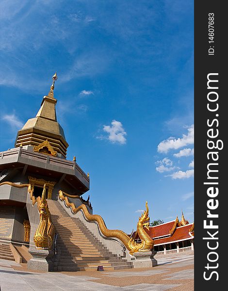 Golden naga in the thai temple