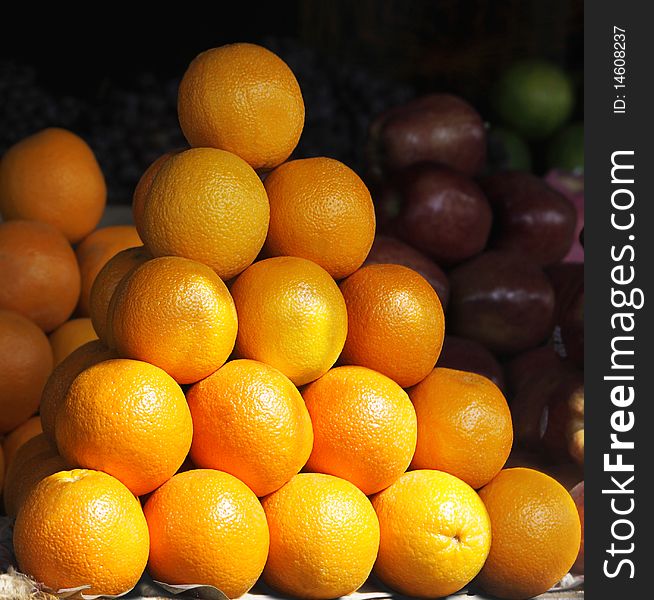 Orange On Market In Triangle Shape