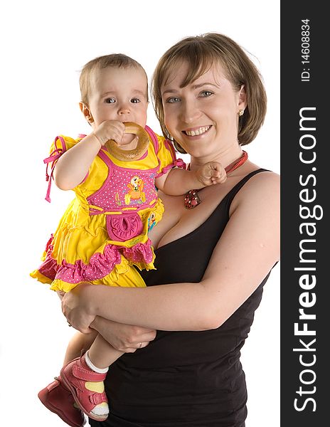 Young woman holding her baby girl. Young woman holding her baby girl
