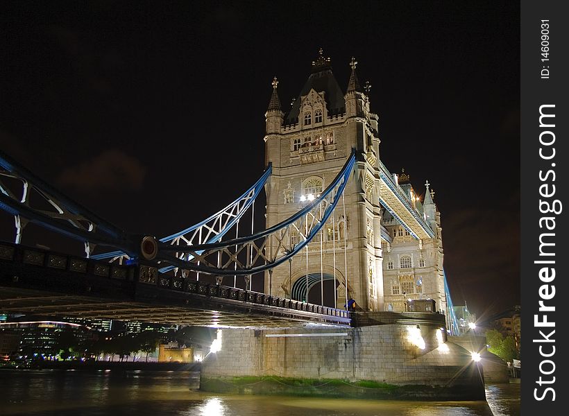 Illuminated Tower Bridge at night HDR photo. Illuminated Tower Bridge at night HDR photo
