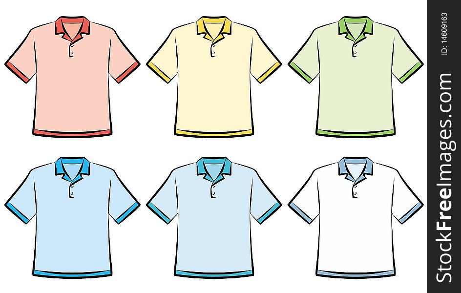 Simple illustrations on white background. Clothes - Polo shirts. Simple illustrations on white background. Clothes - Polo shirts