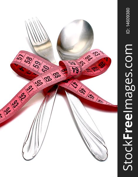 Spoon fork and ribbon for measuring diet