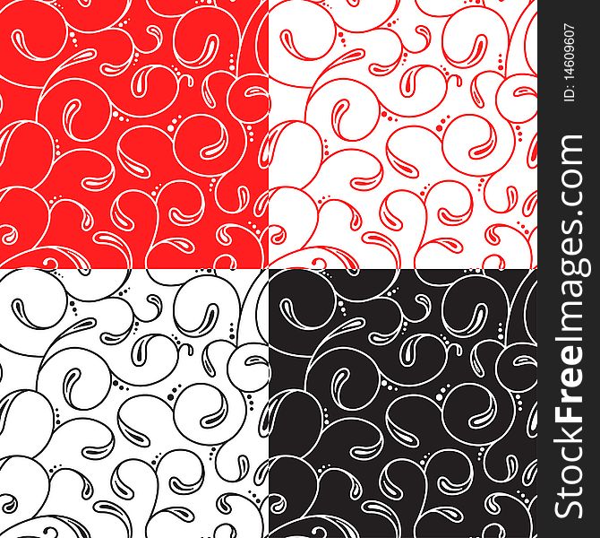 Abstract floral seamless pattern set