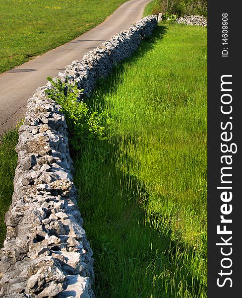 A wall from limestone rocks