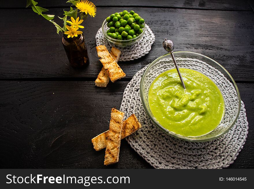 Mashed Green Peas, Rubbed Through A Fine Sieve.