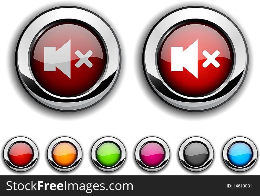 Mute realistic buttons. Set of illustration. Mute realistic buttons. Set of illustration.