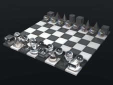 Glass Chess Board And Chess Set Stock Photos