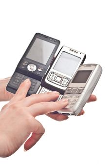 Three Mobile Phones Stock Photos