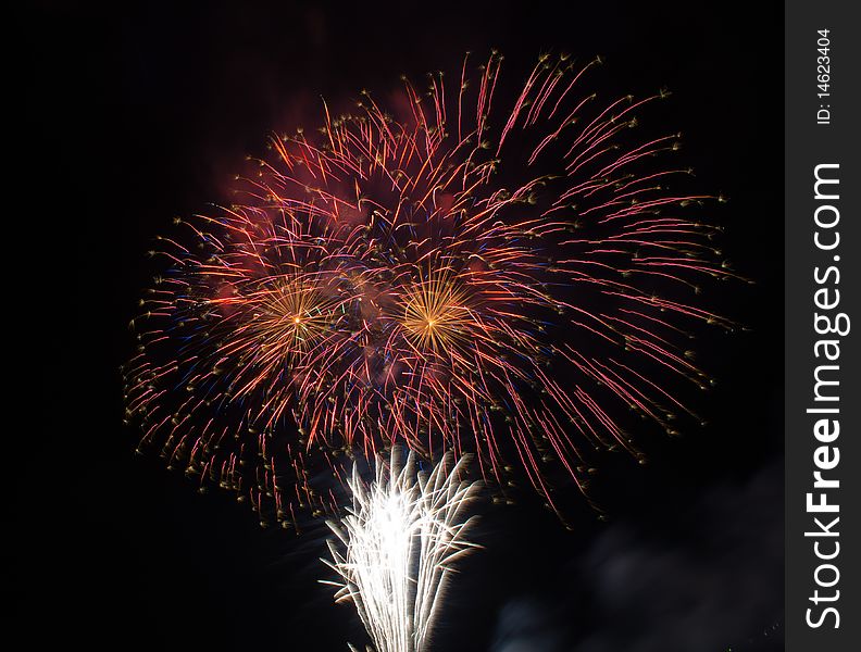 Bright colorful fireworks against a black sky