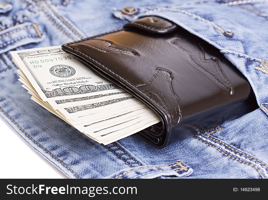 Wallet in a jeans pocket