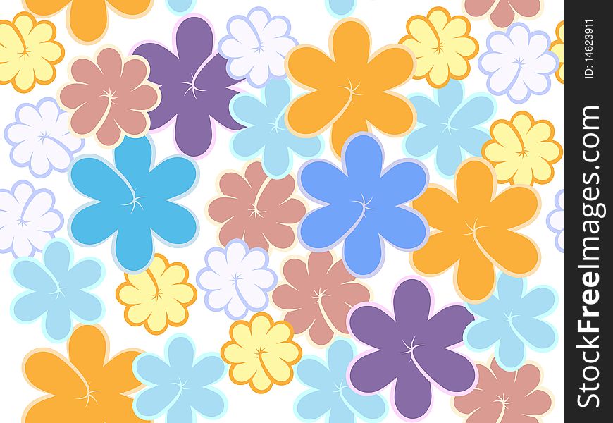 Colorful Floral seamless pattern on white background