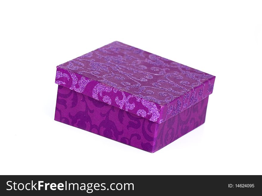 Purple present box , on the white