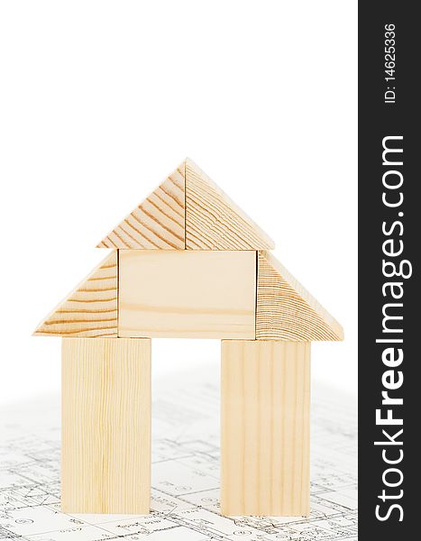 Model of the wooden house on the project concept