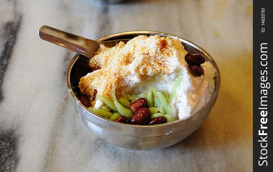 Candol, Malaysian desert with shaved ice and coconut milk. Candol, Malaysian desert with shaved ice and coconut milk