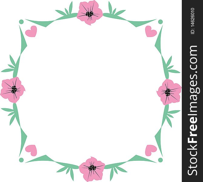 Pink and green floral frame