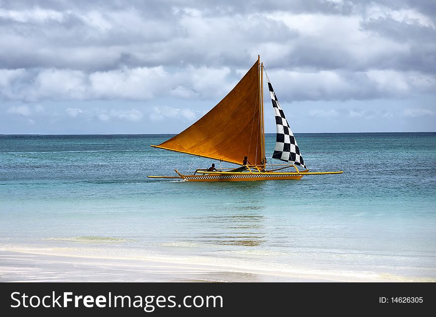 Sailing boats at an open ocean