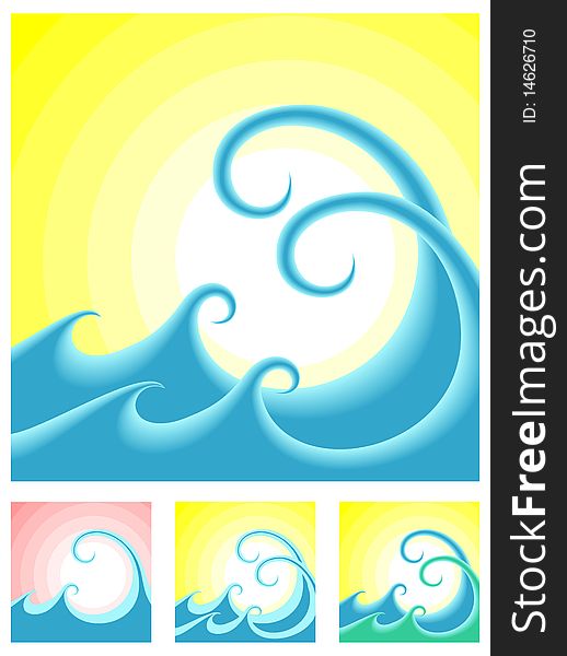 The Sun And The Sea . Vector abstract illustration. The Sun And The Sea . Vector abstract illustration.