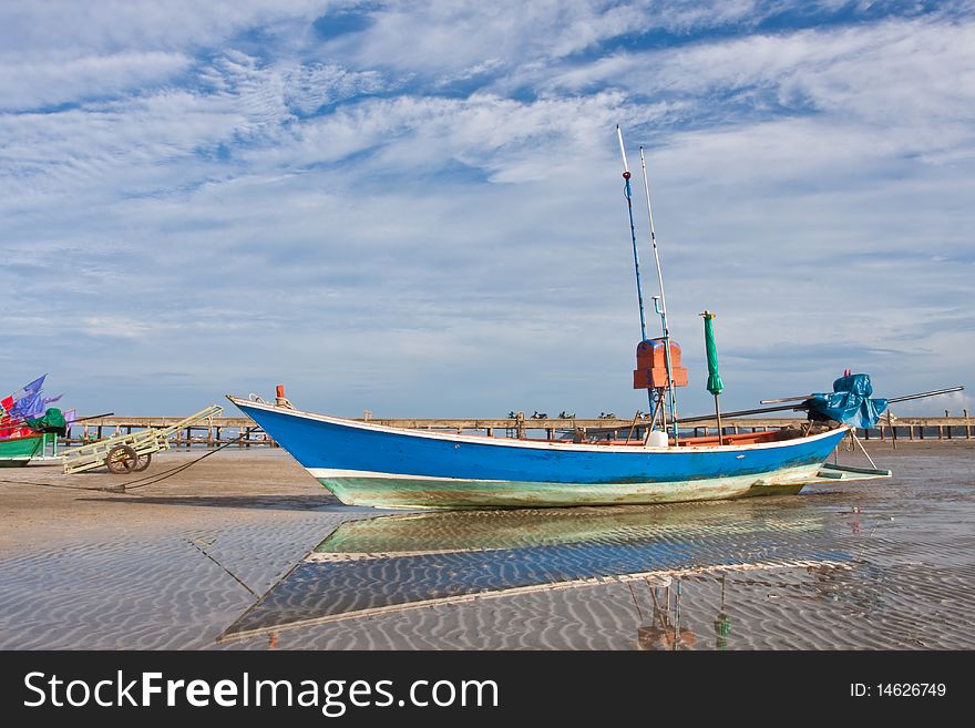 Fishery boat stay on beach, Thai sea image