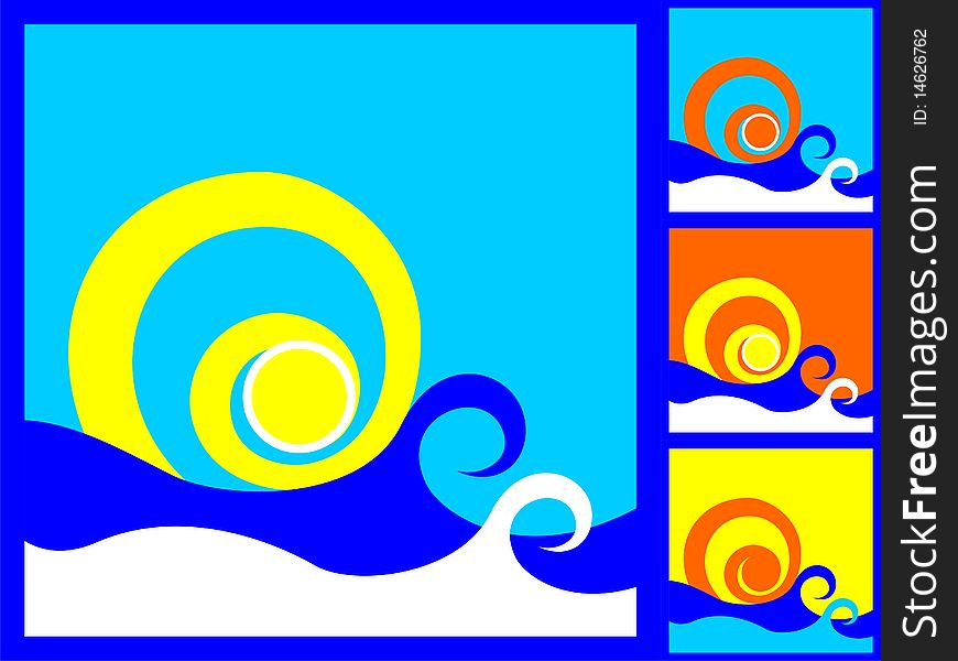 The Sun And The Sea . Vector abstract illustration. The Sun And The Sea . Vector abstract illustration.