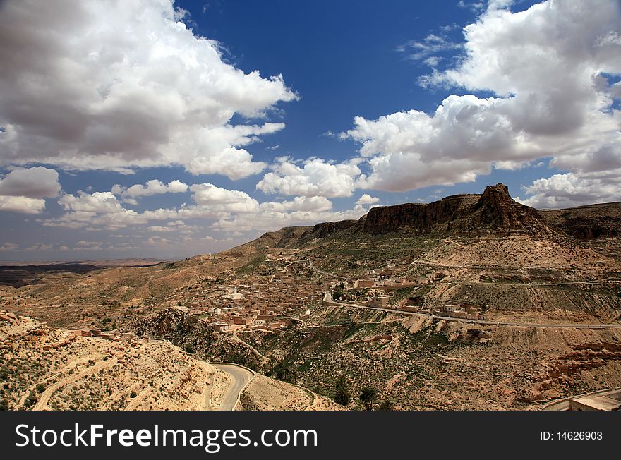 Tunisian desert mountain village landscape