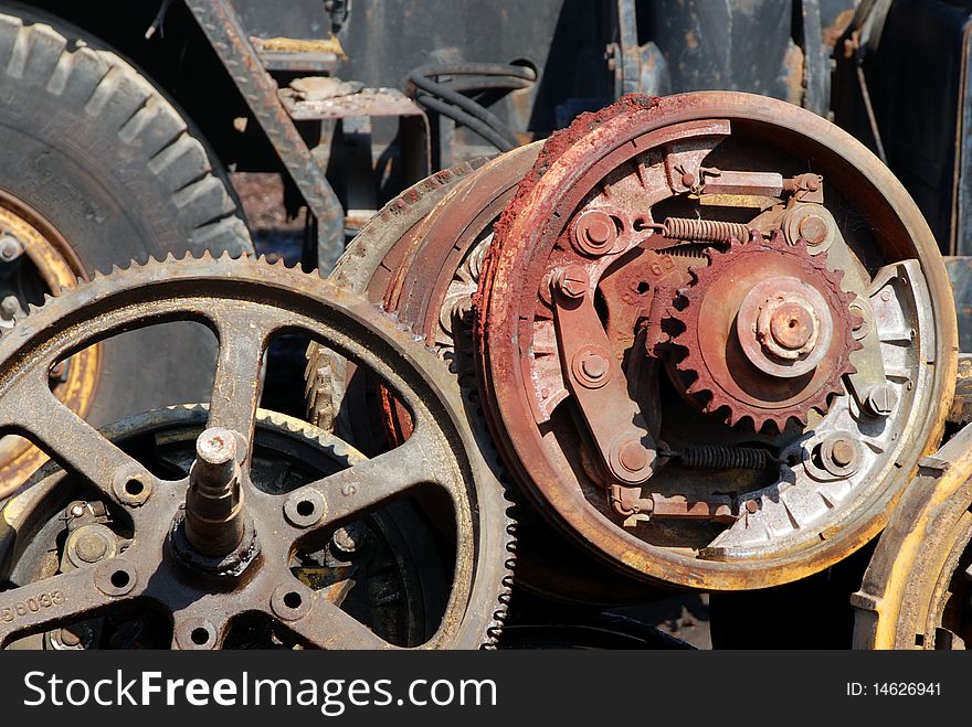 Old rusty gears of the machine and cogs