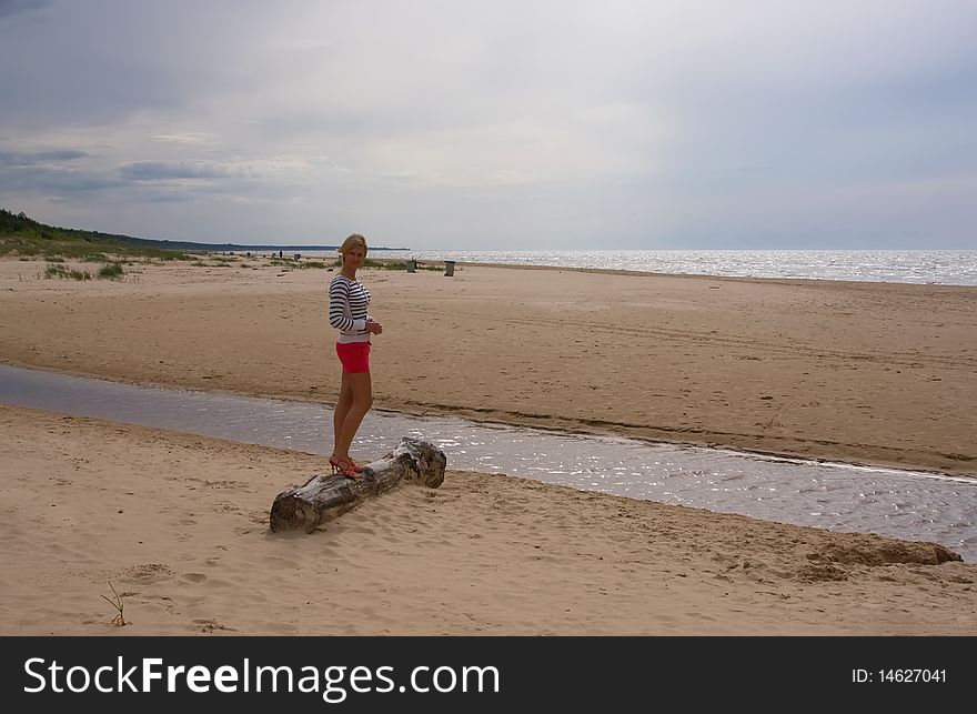 Girl Sea sky Sand beach sea