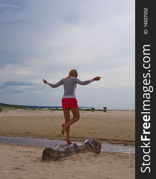 Girl Sea sky Sand beach