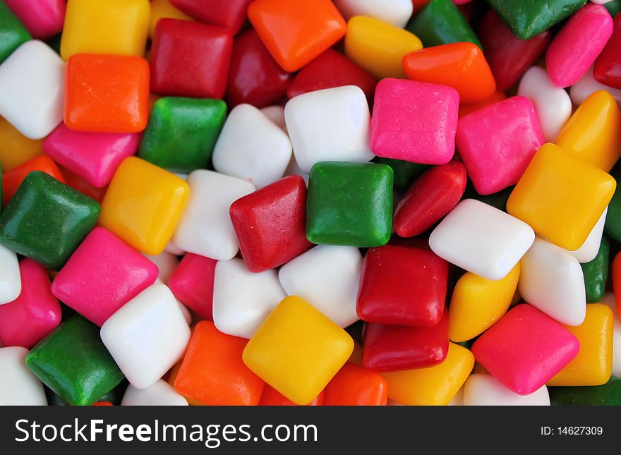 Colorful Squares of Fruity Chewing Gum