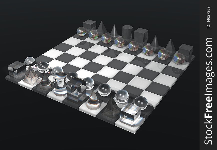 Glass chess board and chess set