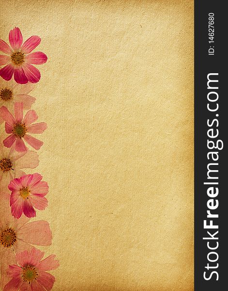 Vintage  paper textures. Floral background with space for text or image.
