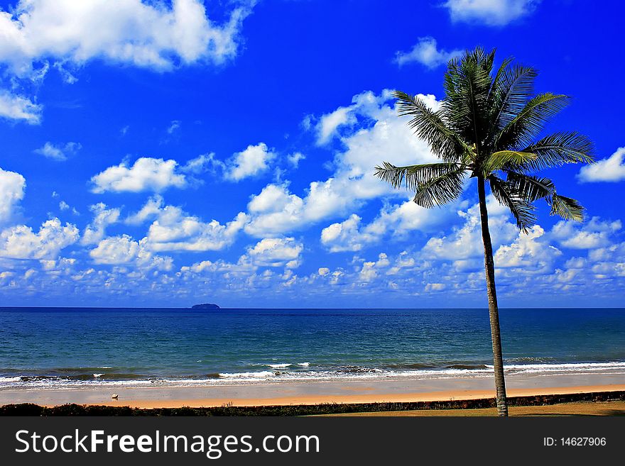Sea sand sun with blue sky thailand