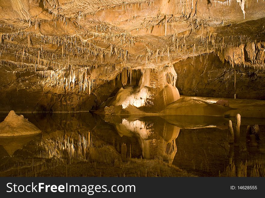 A french cave system, with limestone formations. A french cave system, with limestone formations