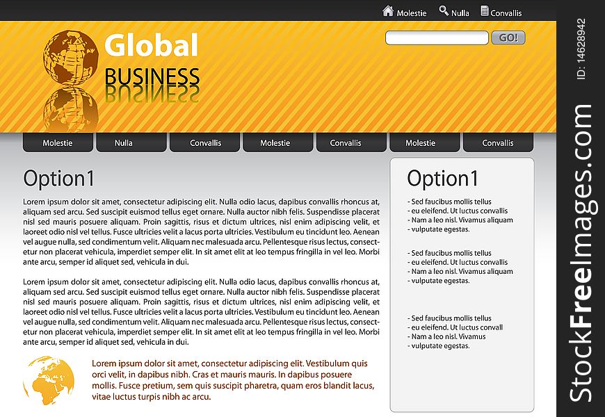 Vector website design template - global business