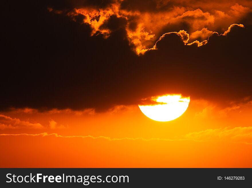 Colorful Dramatic Sky With Cloud At Sunset