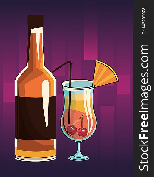 Alcoholic drinks beverages cartoon vector illustration graphic design