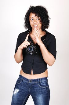 Young Girl With Camera. Stock Image