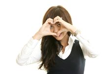 Heart Shaped By The Hands Of A Beautiful Young Wom Stock Photography