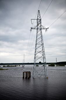 Flooded Power Lines Royalty Free Stock Photos