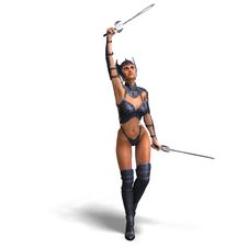 Female Amazon Warrior With Sword And Armor. 3D Royalty Free Stock Photos