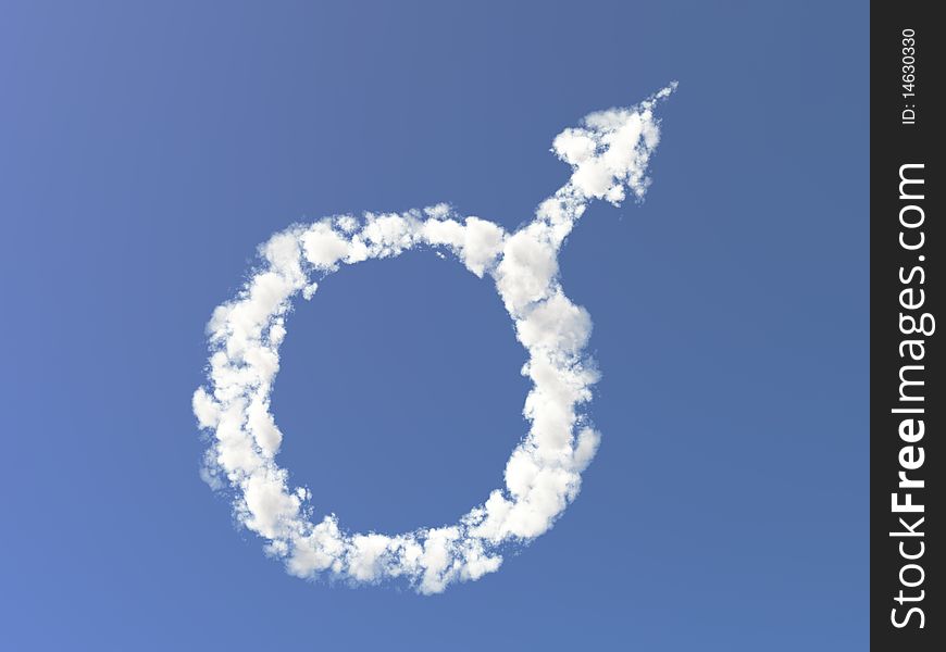 Isolated male symbol from clouds. Isolated male symbol from clouds