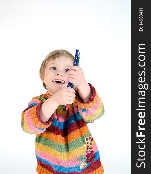 Young Girl With Her Pencils