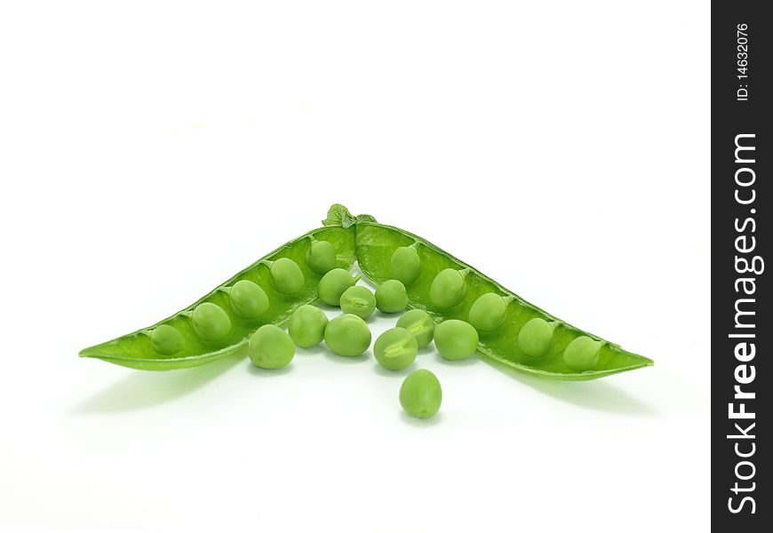 Background of open green pea fruit showing seeds. Background of open green pea fruit showing seeds