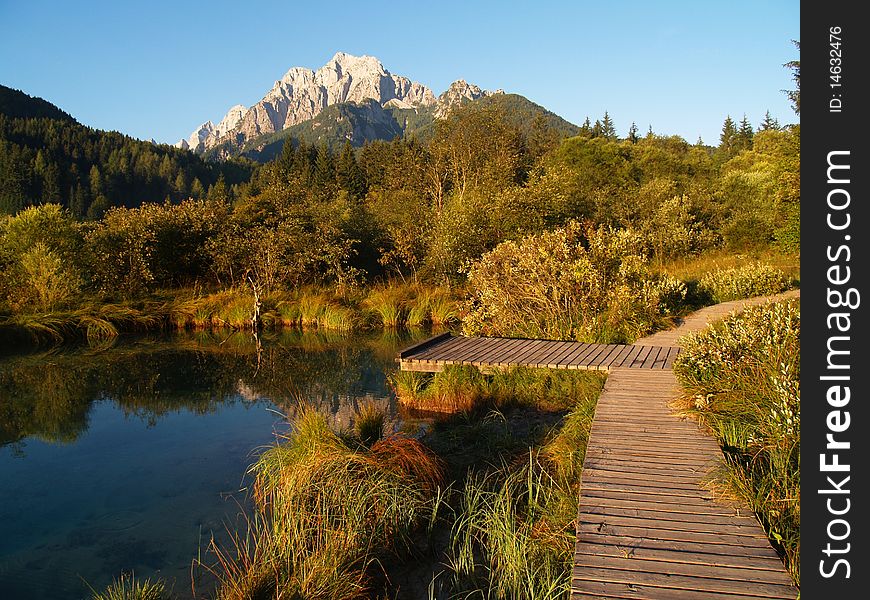 Landscape with the mountain lake