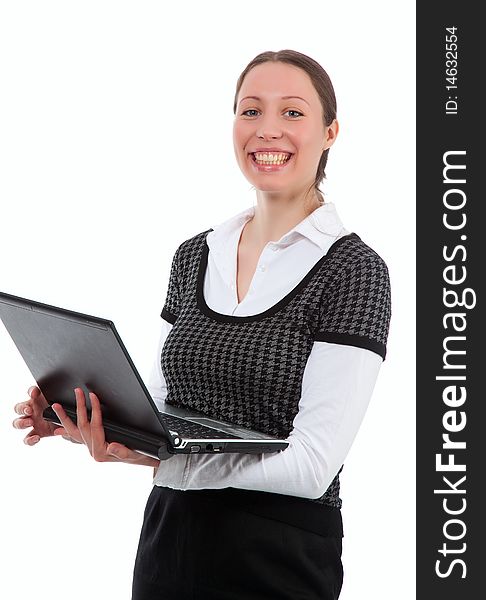 Business woman over white background